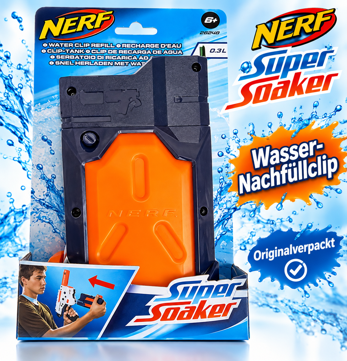 Nerf Super Soaker Wasser-Nachfülltank mit Clip